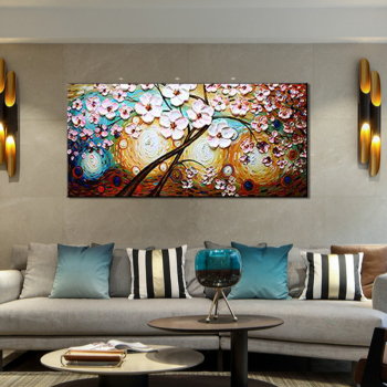 New handmade Modern Canvas on Oil Painting Palette knife Tree 3D Paintings living room Decor Wall