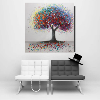 Hot sale colorful tree picture abstract oil painting, art handmade oil painting for Living Room