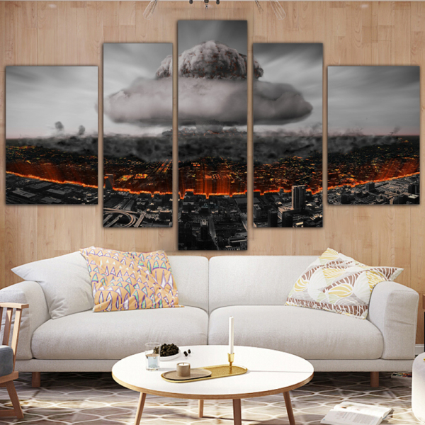 Modern five panel printing painting dark cloud landscape living room sofa canvas background painting