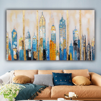 Fantastic artistic artwork abstract modern urban landscape handmade art oil painting