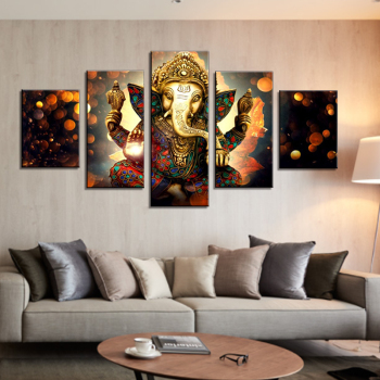 5 panneaux toile impression mur Art photo décor à la maison Style moderne peinture toile pour salon dieu éléphant bouddha