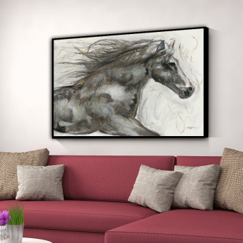 Pintura al óleo de animales abstracta hecha a mano pura al por mayor sobre lienzo pintura moderna de caballo corriendo para decoración