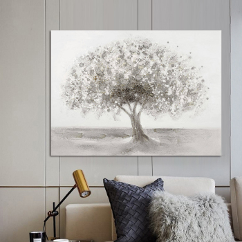 Mintura Oil Painting on Canvas Hand Made Art Hand Painted Acrylic Canvas Grey Tree Wall Art Home Decor Office Decor No Framed