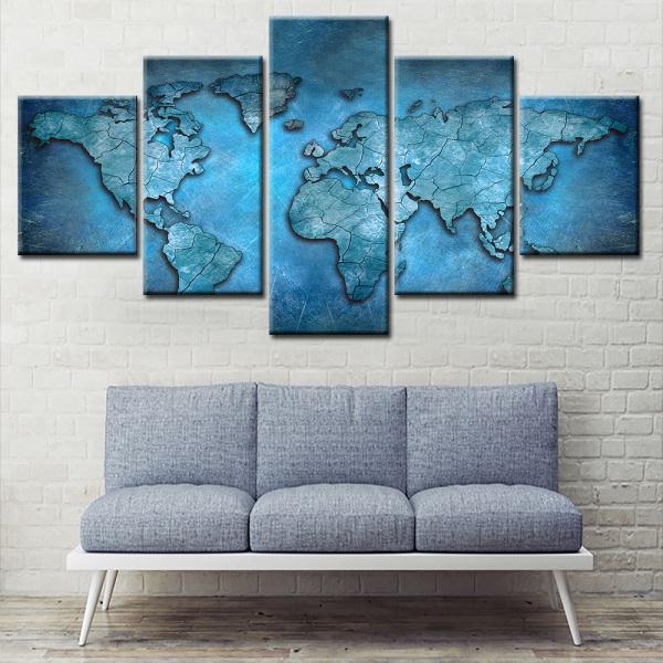Custom design home wall decoration blue earth plate theme oil painting canvas printing custom painting