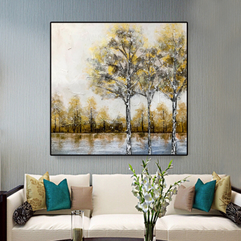 Decoración de pared hecha a mano, maderas amarillas, lienzo abstracto, pintura al óleo para sala de estar, decoración de pared