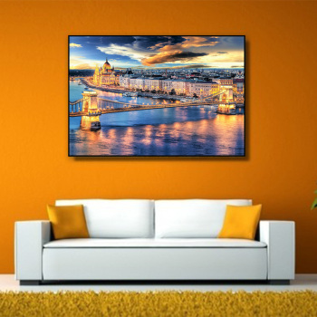 Digital oil painting night cityscape manual color filling modern wall art painting
