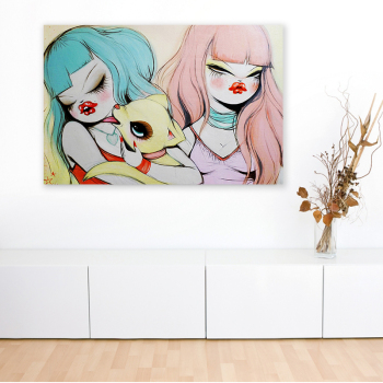 Customized Accepted Design Cartoon Girl wall decoration art printed canvas painting
