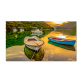 Digital printing canvas painting beautiful lake scenic with boat, scenery art picture 3d printing painting