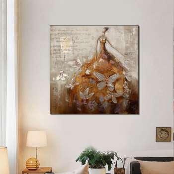 Pintura al óleo hecha a mano de las mujeres atractivas del nuevo diseño en la pintura al óleo del arte abstracto moderno con la hoja de oro para la venta