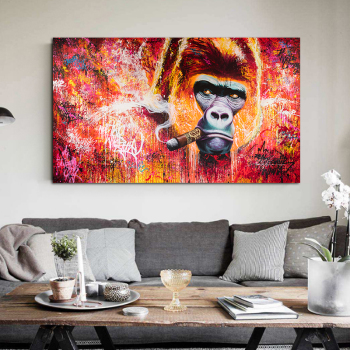 Smoking Chimpanzee Modern Frameless Printing Wall Art Home Decoration Living Room Oil Painting
