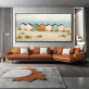 OEM design big size picture sea view room oil painting, oil painting abstract without frame