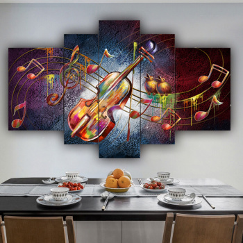 5 Panel Guitar and drum Printed Canvas Painting Wall Art Poster Pictures Framework Tableau Decoration Murale Salon Modern