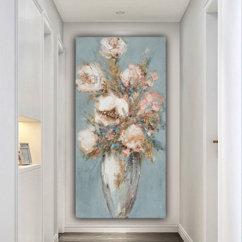 Handmade Texture Oil Painting Flowers in vase Abstract Art Wall Pictures for Home Office Decoration