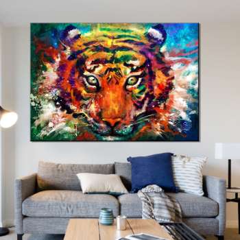 Colorful  Tiger  Painted Canvas Painting Posters and Prints Abstract Animals Wall Art Pictures for Living Room Decor Unframed