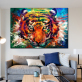 Colorful  Tiger  Painted Canvas Painting Posters and Prints Abstract Animals Wall Art Pictures for Living Room Decor Unframed