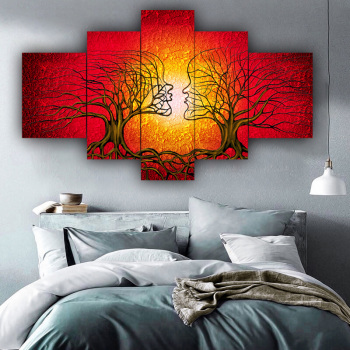 Modern Floral Five Panel Picture  Canvas Wall Art Prints Oil Painting 5 Piece Supplier for Home Decor