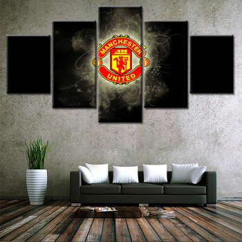 British Football Team Sports Spirit Unity Victory Black Background Red Team Emblem 5 Wall Art Home Oil Painting Spray Painting