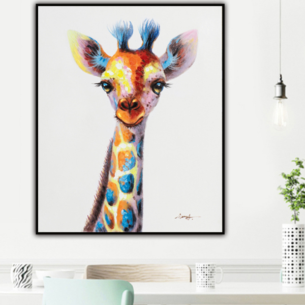 Handmade deer Pictures Canvas Wall Art Framed Artwork Animal Oil Painting On Canvas for Bedroom
