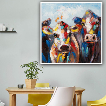 Handmade big cow head animal oil painting hand painted canvas painting ready to hang