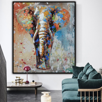 Handmade Texture Oil Painting Giant elephant Abstract Art Wall Pictures for Home Office Decoration