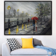 100% Handmade  Texture Oil Painting  Lovers in the rain  Abstract Art Wall Pictures for Living Room Home Office Decoration