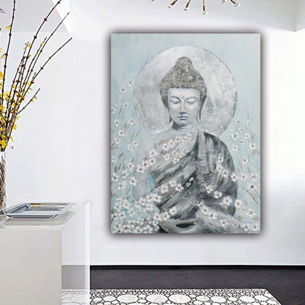 Fashion Wall Art Fallout canvas painting Dark Color Lotus Lantern Buddha Canvas Oil Painting Living Room