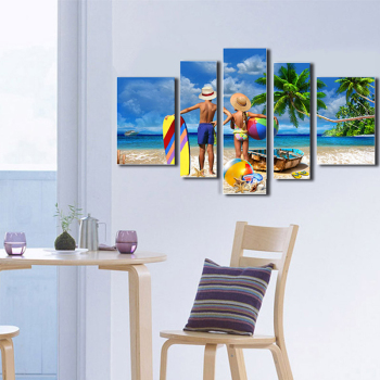 Pintura al óleo impresa de 5 paneles sin marco de hermosa decoración de pared de arte de niña para el hogar
