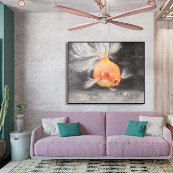 Peinture à l'huile d'art de poisson doré de qualité supérieure, peintures à l'huile de toile faites à la main de décoration d'hôtel à la maison