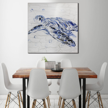 Cuadro de arte de pared moderno para decoración de sala de estar, pintura al óleo de tortuga marina de Animal pintada a mano sobre lienzo para decoración de pared y oficina