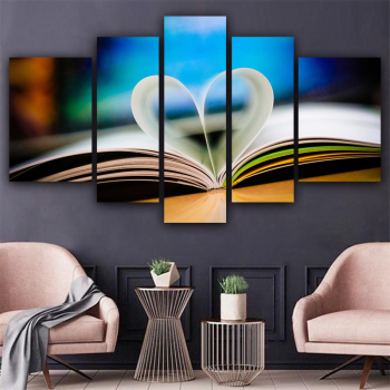 Wholesale 5 Panel Book Home Decoration Wall Art Canvas Painting for Living Room wall decor