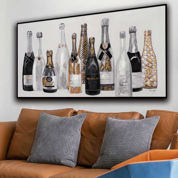 Handmade Paintings On Canvas Wall Decoration Living Room Home bottles Hand Painted Abstract Canvas Painting UnFramed