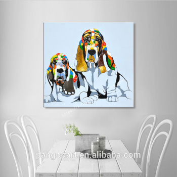 handgemalte niedliche Hundemalerei Wandkunst Abstrakte Tierkunst 100% handgefertigte Ölgemälde-Leinwand-Wanddekoration