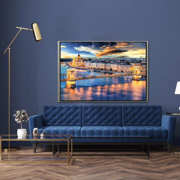 Digital oil painting night cityscape manual color filling modern wall art painting