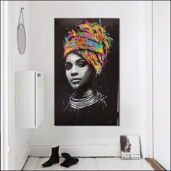 Most popular high resolution canvas painting, the fashional black lady art canvas painting