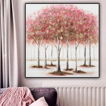 Украшение стены ручной работы Розовый лес Абстрактная картина маслом на холсте для декора стен гостиной