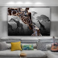 New design home decoration custom home wall art craft animal giraffe canvas painting wholesale