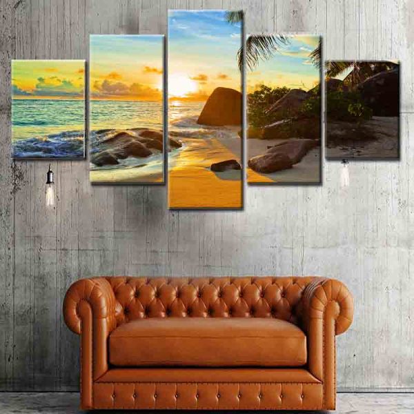 Best sellers hand painted wall art for living room lonely island theme canvas print painting