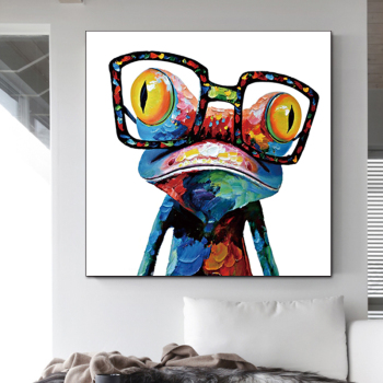 Wholesale Custom multi-panel Dog with Glasses Framed Paintings New wall art Canvas Poster for other home decor