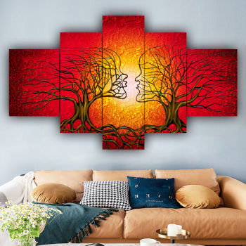 Modern Floral Five Panel Picture  Canvas Wall Art Prints Oil Painting 5 Piece Supplier for Home Decor