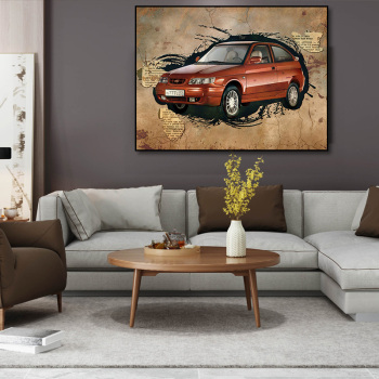 OEM&ODM digital canvas the archaistic abstract car painting, good quality prints canvas wall painting