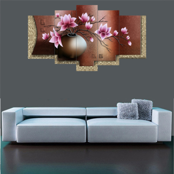 Best selling pink flowers theme canvas print painting digital printing frameless oil painting canvas