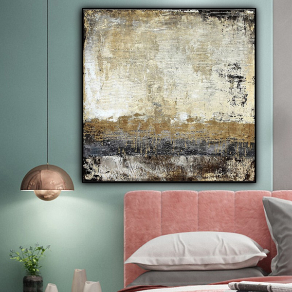 Wholesale art coloured canvas paint kits abstract thick texture large framed abstract wall art painting for living room