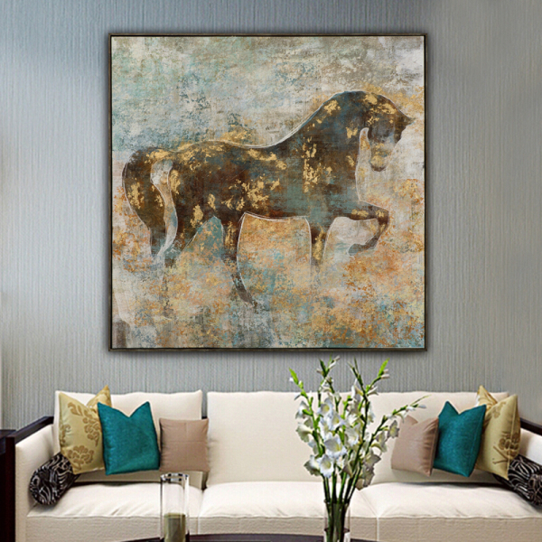 Home Decorative Handmade Modern Picture Running Horse Animal Abstract Wall Art Oil Paintings On Canvas