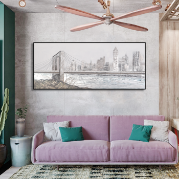 Hotel project modern wall oil painting, metal bridge abstract art painting kits, 100% handmade oil painting canvas