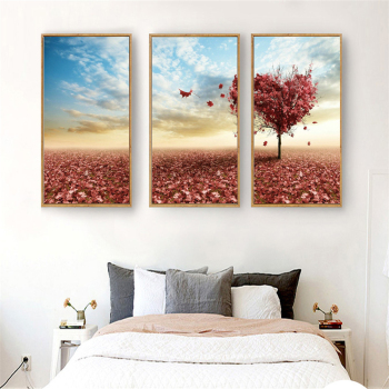 Cuadro de 3 paneles lienzo pintura arte jardín cartel árbol de la vida pinturas murales para sala de estar decoración del hogar