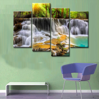 Картина маслом Горы и реки Пейзаж 4 Коллаж Печать Украшение Картина на стене домашнего отеля