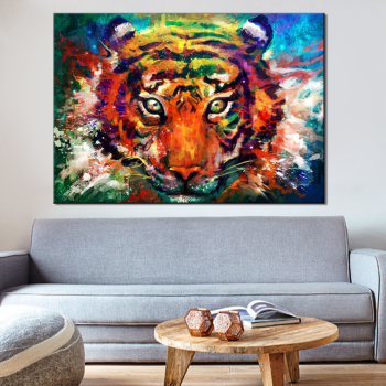 Colorful  Tiger  Painted Canvas Painting Posters and Prints Abstract Animals Wall Art Pictures for Living Room Decor Unframed