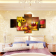 Modern Style Red Wine Fruit Still Life Art Canvas Prints, Artwork 5 Panels Wall Art Picture