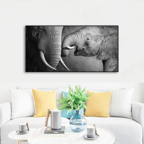 Favorable price the elephant couple art animal paintings, custom photo accept printed canvas wall art painting