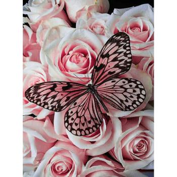 Custom Canvas Wall Art 5D Diy Crystal Homfun Diamond Painting Set Pink Rose Diamond Paint por número para Amazon